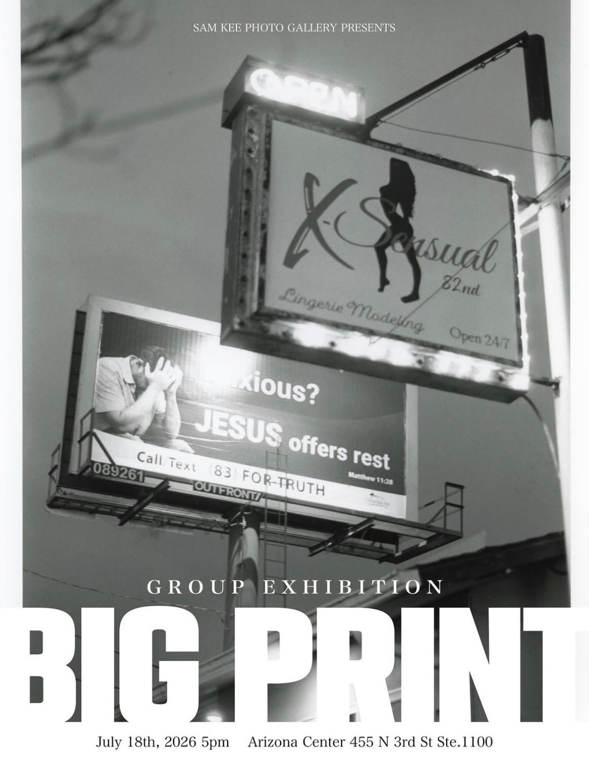 Black-and-white BIGPRINT group exhibition flyer from Sam Kee Photo Gallery.
