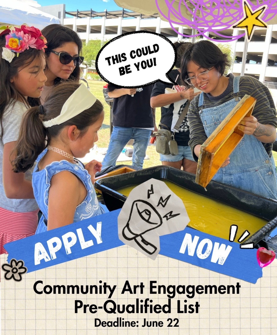 Community Art Engagement Pre-Qualified List call for artists with a June 22 deadline.