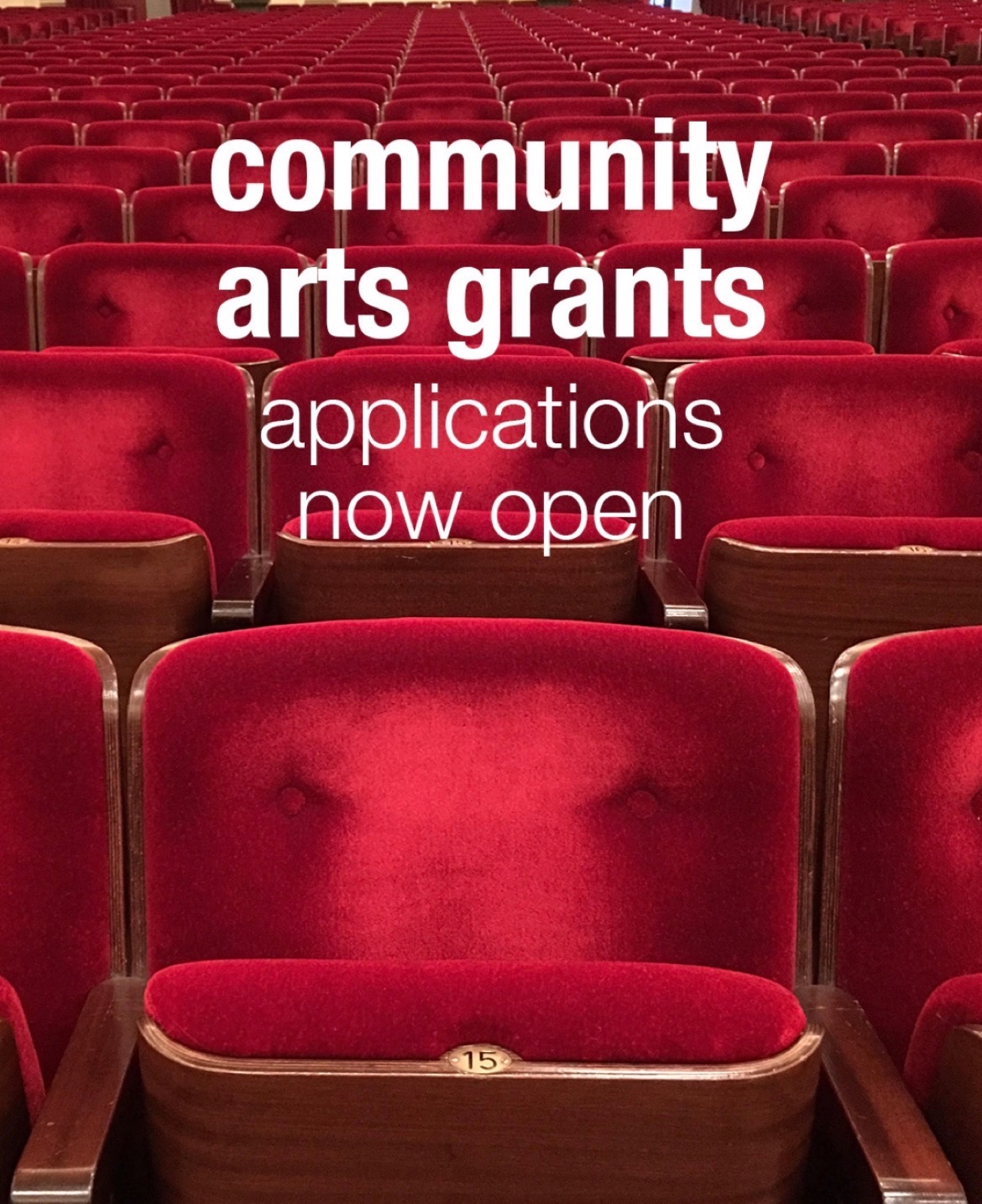 Scottsdale Arts community arts grants flyer announcing applications now open.